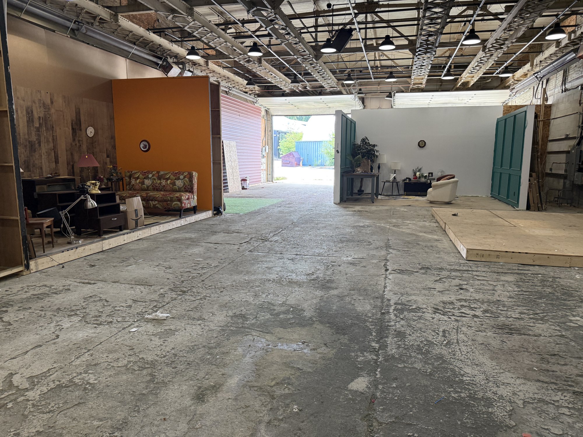 Looking across the build floor at 252 Stuart Street towards the loading doors